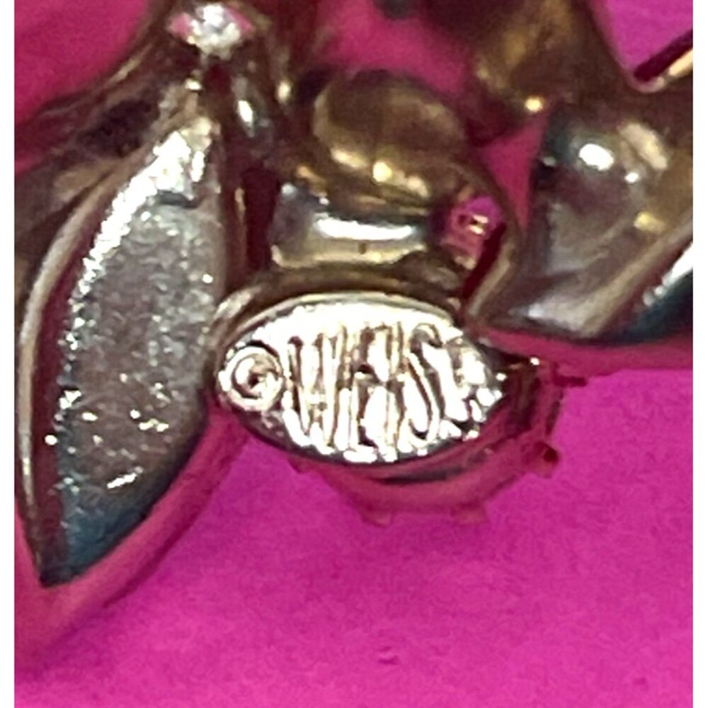 Weiss Ruby Red Crystal Brooch Ab Rhinestones Flor… - image 7